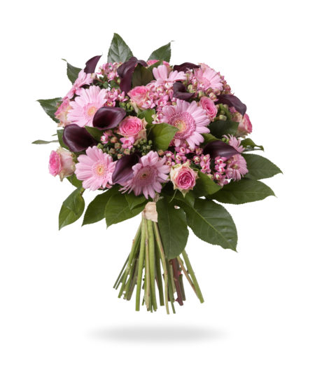 Fleurig boeket met roze en paars tinten